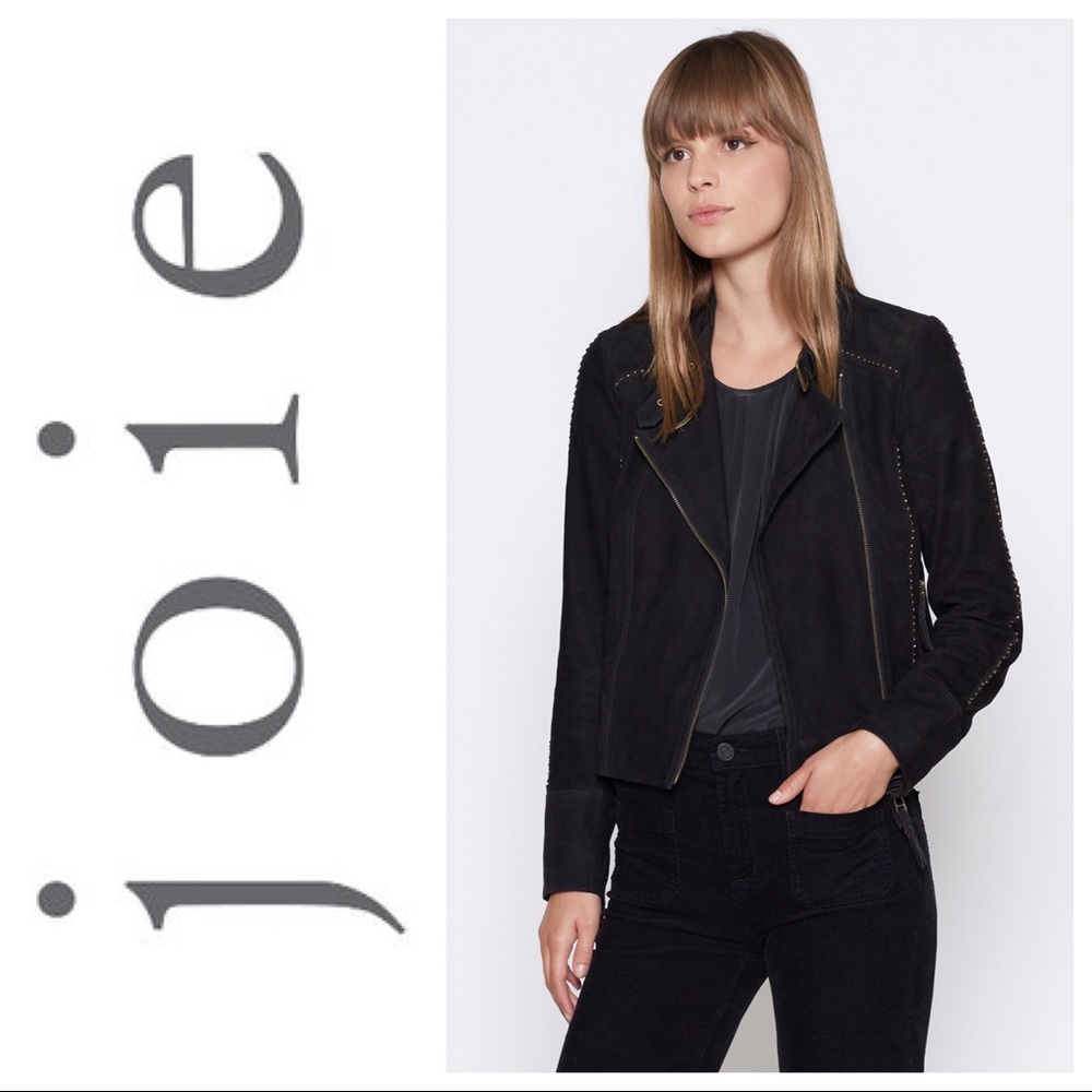 HP Joie Badru Suede Moto Jacket Black Medium